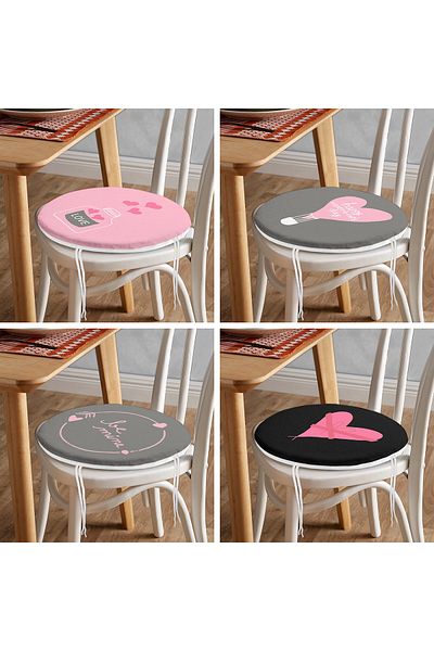 Realhomes 4-Piece Valentine's Day Concept Special Design Modern Combination Round Zipper Chair Cushion Set