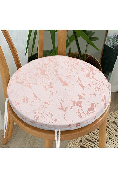Realhomes Digital Printed Modern Round Zippered Chair Cushion with Shadow Pattern on Powder Floor