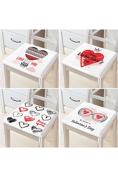 Realhomes 4-Piece Valentine's Day Concept Special Design Modern Combination Zippered Chair Cushion Set