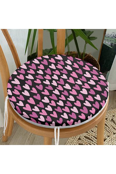 Realhomes Valentine's Day Themed Special Design Digital Printed Modern Round Zippered Chair Cushion