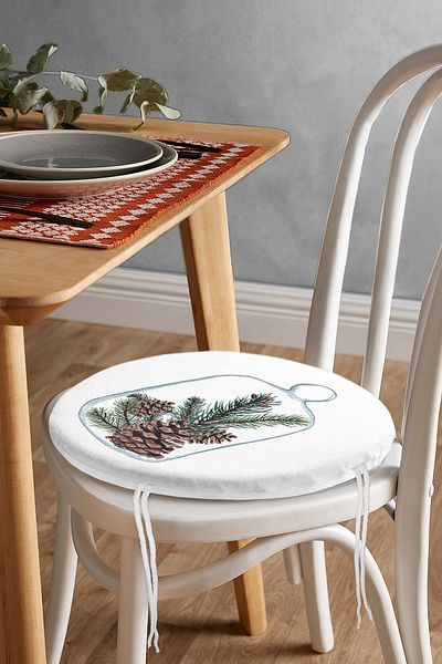 Realhomes Special Design Christmas Themed Digital Printed Round Zippered Chair Cushion