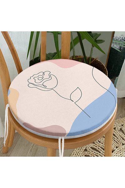Realhomes Rose Patterned Bohemian Special Design Round Zippered Chair Cushion