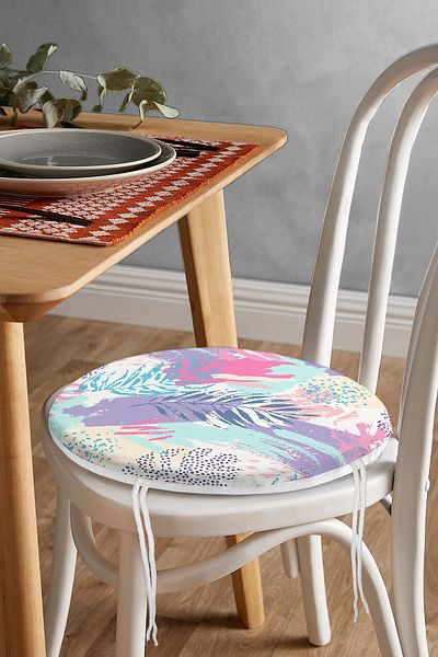 Realhomes Watercolor Leaves Special Design Modern Round Zippered Chair Cushion