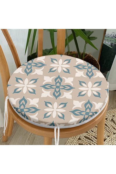 Realhomes Special Design Digital Printed Round Zippered Chair Cushion with Mink Floor
