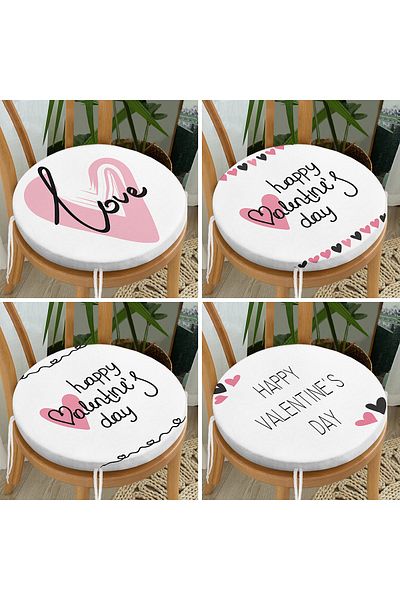 Realhomes 4-Piece Valentine's Day Concept Special Design Modern Combination Round Zipper Chair Cushion Set