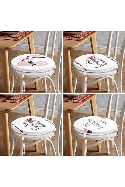 Realhomes 4-Piece Valentine's Day Concept Special Design Modern Combination Round Zipper Chair Cushion Set