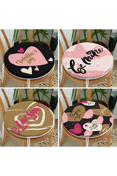 Realhomes 4-Piece Valentine's Day Concept Special Design Modern Combination Round Zipper Chair Cushion Set
