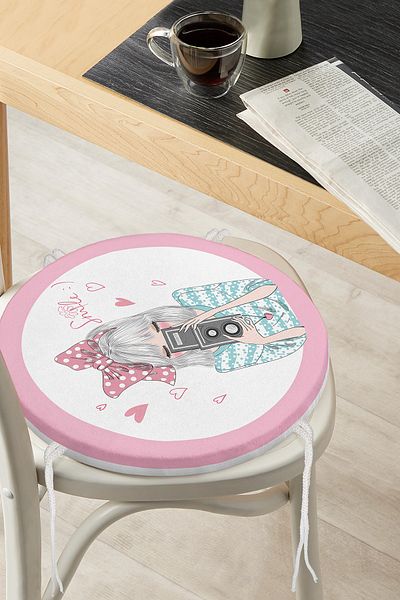 Realhomes Fashion Girl Digital Printed Modern Round Zippered Chair Cushion
