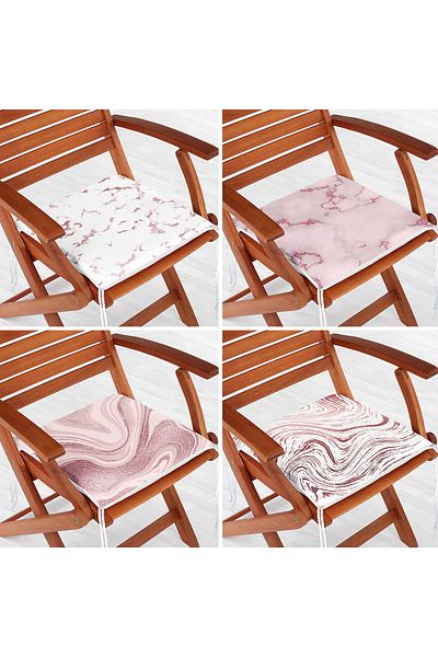 Realhomes 4-Piece Colorful Abstract Patterned Modern Zippered Chair Cushion Set on the Floor