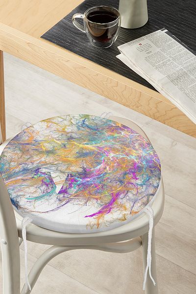 Realhomes Watercolor Patterned Digital Printed Modern Round Zippered Chair Cushion