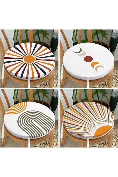 Realhomes 4-Piece Sunrise Special Designed Digital Printed Modern Round Zippered Chair Cushion Set