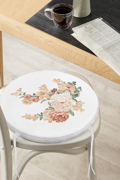 Realhomes Rose Design Digital Printed Modern Round Zippered Chair Cushion