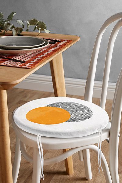 Realhomes Art Sun Themed Digital Printed Modern Round Zippered Chair Cushion