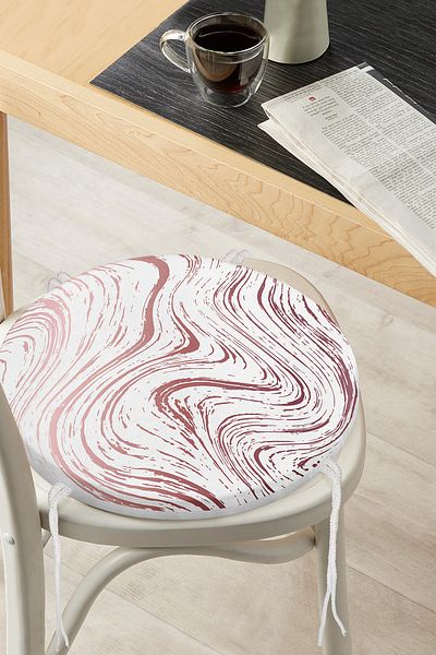 Realhomes Colorful Abstract Drawing Digital Printed Modern Round Zippered Chair Cushion on White Background