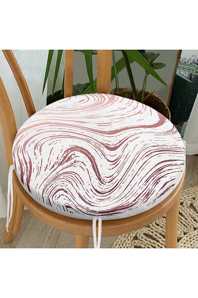 Realhomes Colorful Abstract Drawing Digital Printed Modern Round Zippered Chair Cushion on White Background