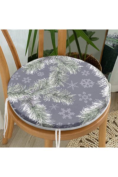 Realhomes Digital Printed Modern Round Zippered Chair Cushion with Snowflake Pattern on Colorful Floor