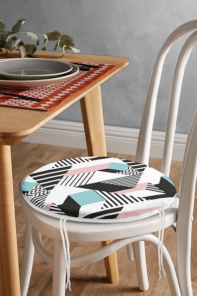 Realhomes Modern Geometric Shaped Digital Printed Round Zippered Chair Cushion