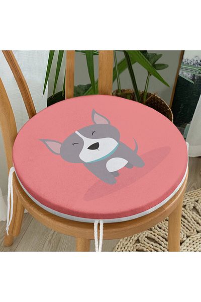Realhomes Dog Pattern Digital Printed Modern Round Zippered Chair Cushion