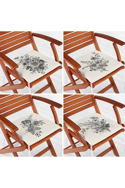 Realhomes 4-Piece Colorful Modern Zippered Chair Cushion Set with Leaf Pattern on the Floor