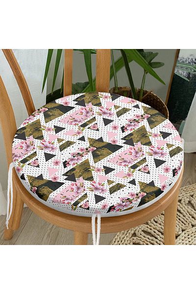 Realhomes Point Themed Round Zippered Chair Cushion