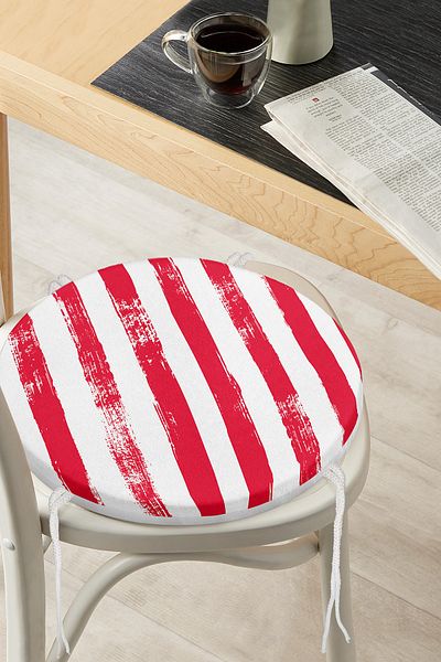 Realhomes Modern Round Zippered Chair Cushion with Red Striped Motif