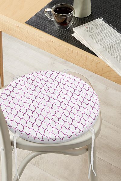 Realhomes Purple Geometric Patterned Digital Printed Round Zippered Chair Cushion