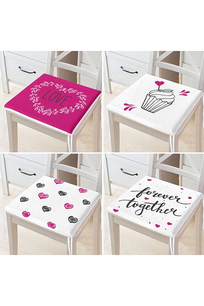 Realhomes 4-Piece Valentine's Day Concept Special Design Modern Combination Zippered Chair Cushion Set