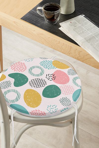 Realhomes Digital Printed Modern Round Zippered Chair Cushion with Artistic Modern Design