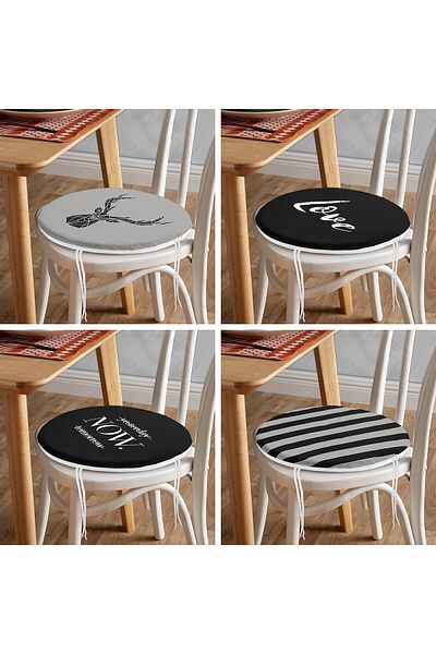 Realhomes 4-Piece YestNow TomGeyikli Design Round Zippered Chair Cushion Set