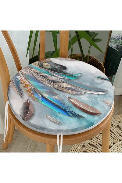 Realhomes Modern Round Zippered Chair Cushion with Feather Design