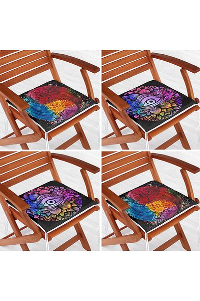 Realhomes Balance Icon Motif 4-Piece Decorative Chair and Cushion Set - Zippered