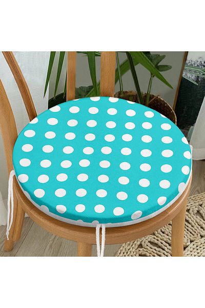 Realhomes Polka Dot Digital Printed Round Zippered Chair Cushion
