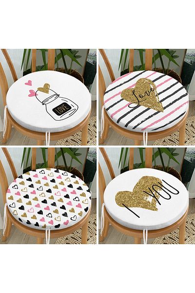 Realhomes 4-Piece Valentine's Day Concept Special Design Modern Combination Round Zipper Chair Cushion Set