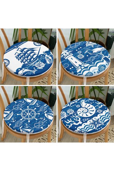 Realhomes Набір з 4-х сучасних круглих стільців з блискавкою та малюнком моря...