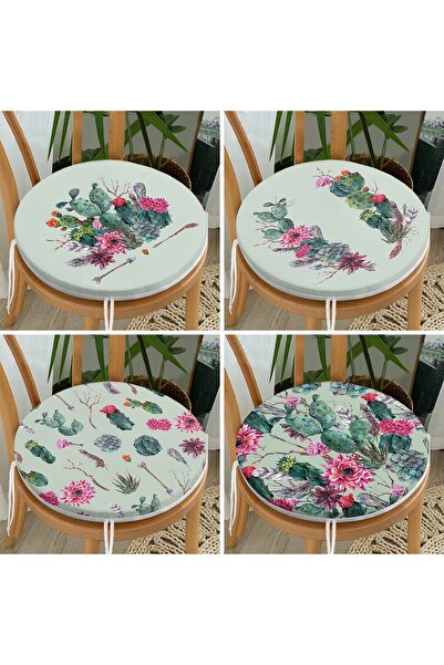 Realhomes Набір з 4 сучасних круглих подушок для стільців з блискавкою та віз...