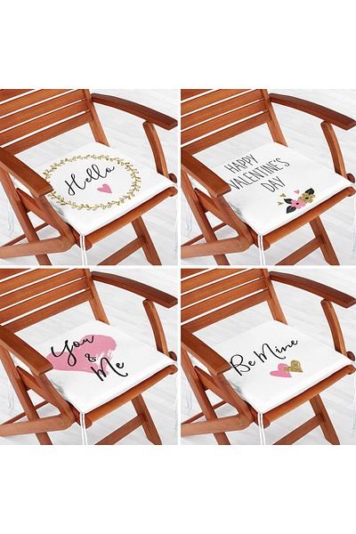 Realhomes 4-Piece Valentine's Day Concept Special Design Modern Combination Zippered Chair Cushion Set