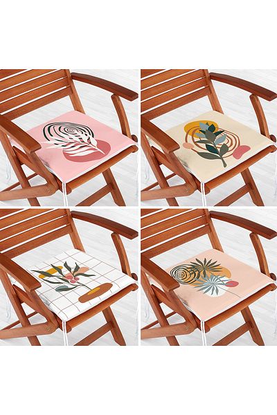 Realhomes Set of 4 Bohemian Tropical Leaf Motif Zippered Chair Cushions