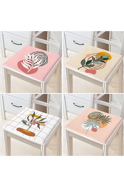 Realhomes Set of 4 Bohemian Tropical Leaf Motif Zippered Chair Cushions