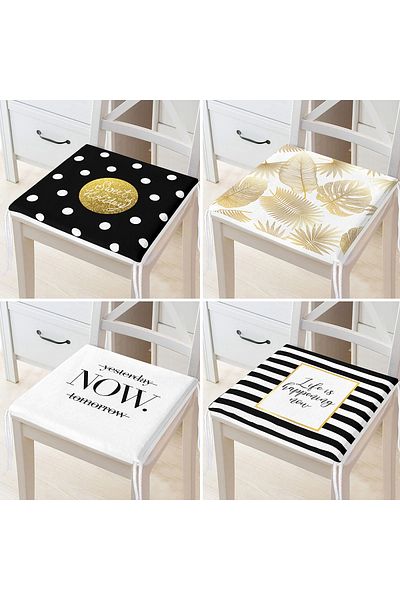 Realhomes 4-Piece Gold Leaf Modern Concept Zippered Chair Cushion Set