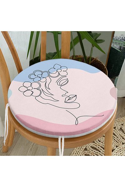 Realhomes Soft Colorful Bohemian Women's Silhouette Digital Printed Round Zippered Chair Cushion