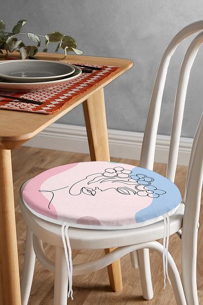 Realhomes Soft Colorful Bohemian Women's Silhouette Digital Printed Round Zippered Chair Cushion