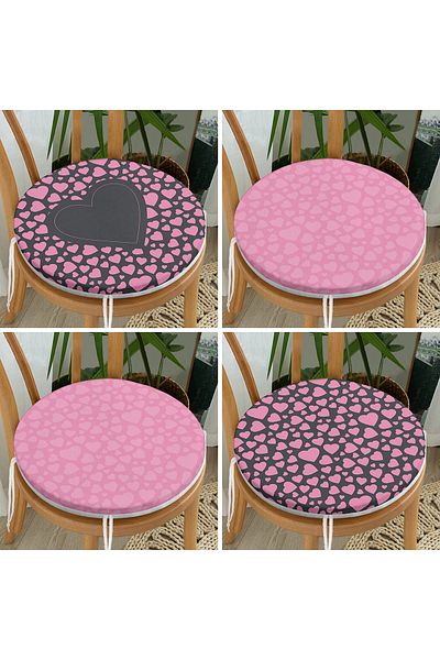 Realhomes 4-Piece Valentine's Day Concept Special Design Modern Combination Round Zipper Chair Cushion Set