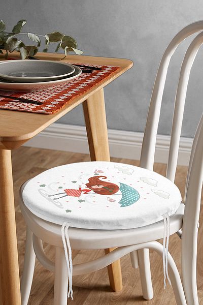 Realhomes Fashion Girl Digital Printed Modern Round Zippered Chair Cushion