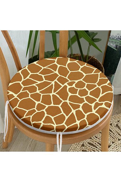 Realhomes Geometric Drawing on Colorful Floor Digital Printed Modern Round Zippered Chair Cushion