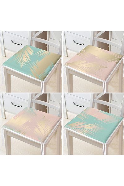 Realhomes 4-Piece Soft Colored Special Design Decorative Zippered Chair Cushion Set