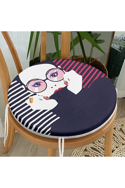 Realhomes Icon Women Special Designed Digital Printed Round Zippered Chair Cushion