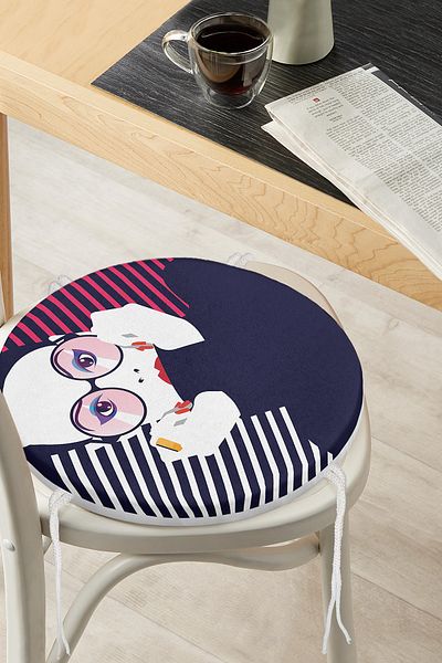 Realhomes Icon Women Special Designed Digital Printed Round Zippered Chair Cushion