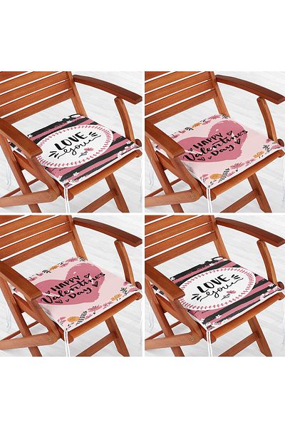 Realhomes 4-Piece Valentine's Day Concept Special Design Modern Combination Zippered Chair Cushion Set