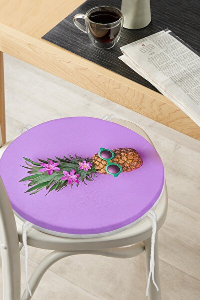 Realhomes Moderni okrugli jastuk za stolicu sa patentnim zatvaračem i ananas ...