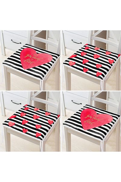 Realhomes 4-Piece Valentine's Day Concept Special Design Modern Combination Zippered Chair Cushion Set